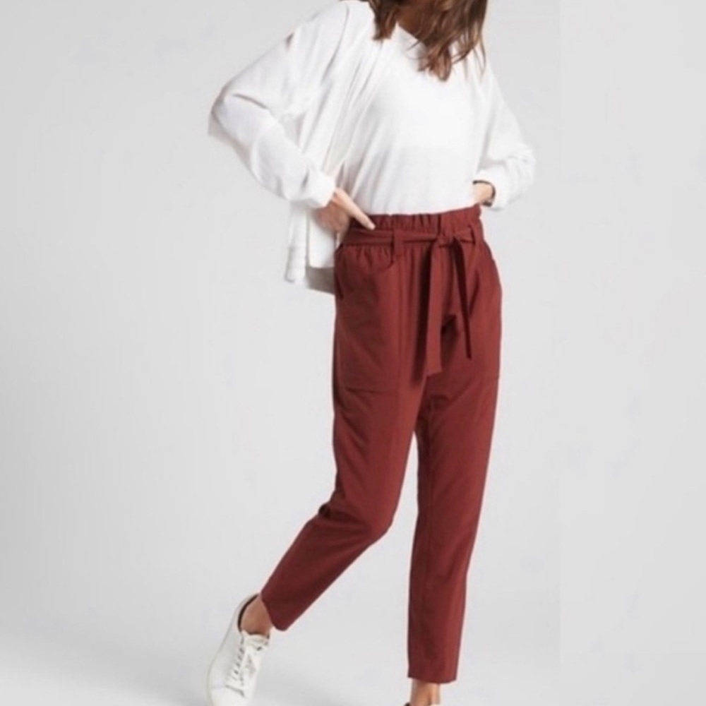 Athleta | Skyline Pants Paperbag Waist Trousers Rust High Waisted 2